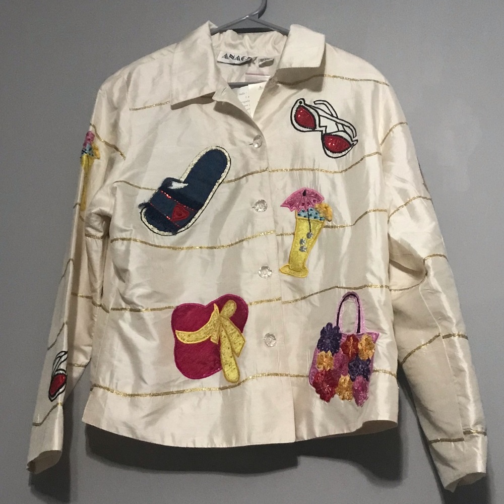 Vintage NWT ANAGE jacket beach bum theme silk new
